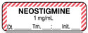 Medical Labels - Anesthesia Label, Neostigmine 1mg/mL Date Time Initial, 1-1/2" x 1/2"