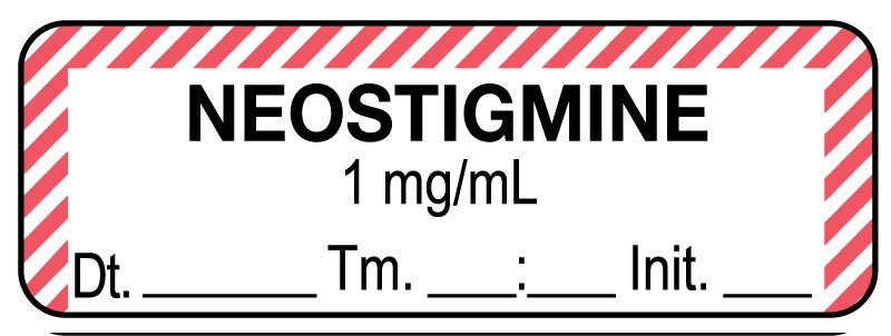 Medical Labels - Anesthesia Label, Neostigmine 1mg/mL Date Time Initial, 1-1/2" x 1/2"