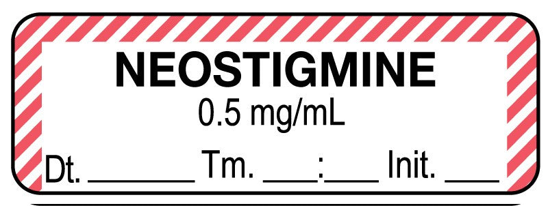 Medical Labels - Anesthesia Label, NEOSTIGMINE 0.5 mg/mL Date Time Initial, 1-1/2" x 1/2"