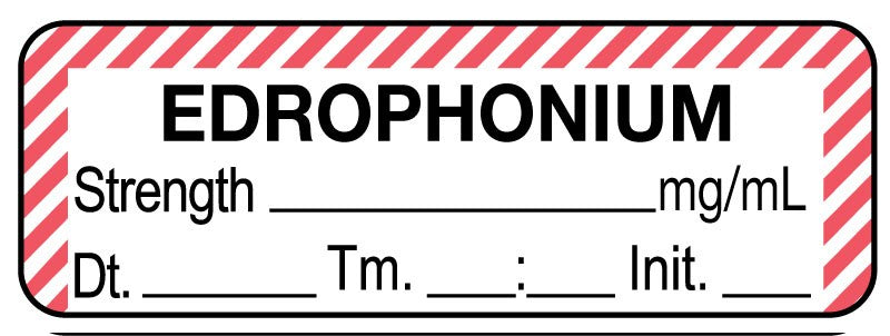 Medical Labels - Anesthesia Label, Edrophonium mg/mL Date Time Initial, 1-1/2" x 1/2"