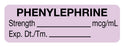 Medical Labels - Anesthesia Label, Phenylephrine mcg/mL, 1-1/2" x 1/2"