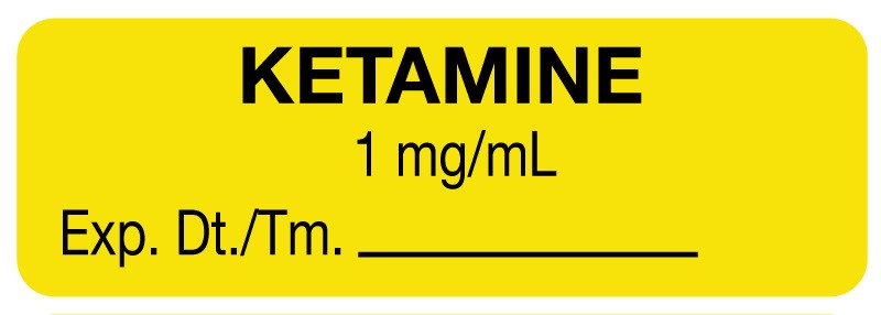 Medical Labels - Anesthesia Label, Ketamine 1 mg/mL, 1-1/2" x 1/2"