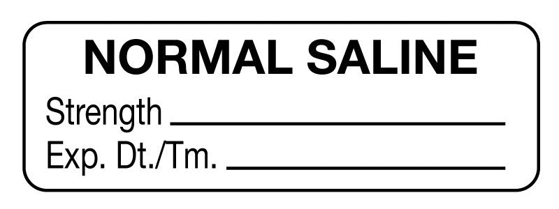 Medical Labels - Anesthesia Label, Normal Saline, 1-1/2" x 1/2"
