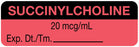 Medical Labels - Anesthesia Label, Succinylcholine 20 mg/mL, 1-1/2" x 1/2"