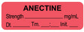 Medical Labels - Anesthesia Label, Anectine mg/mL Date Time Initial, 1-1/2" x 1/2"