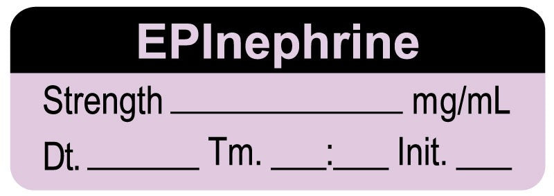 Medical Labels - Anesthesia Label, Epinephrine mg/mL Date Time Initial, 1-1/2" x 1/2"