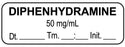 Medical Labels - Anesthesia Label, Diphenhydramine 50 mg/mL Date Time Initial, 1-1/2" x 1/2"