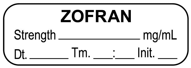 Medical Labels - Anesthesia Label, Zofran mg/mL Date Time Initial, 1-1/2" x 1/2"