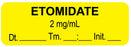 Medical Labels - Anesthesia Label, Etomidate 2mg/mL Date Time Initial, 1-1/2" x 1/2"