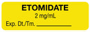 Medical Labels - Anesthesia Label, Etomidate 2 Mg/mL, 1-1/2" x 1/2"
