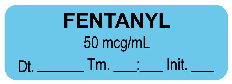 Medical Labels - Anesthesia Label, Fentanyl 50 mcg/mL Date Time Initial, 1-1/2" x 1/2"