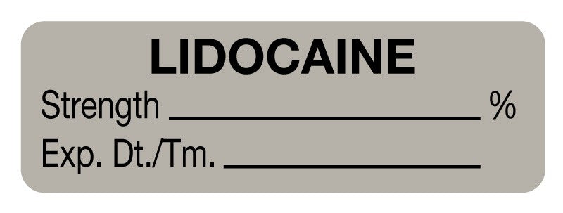 Medical Labels - Anesthesia Label, Lidocaine %, 1-1/2" x 1/2"