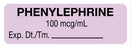 Medical Labels - Anesthesia Label, Phenylephrine 100 mcg/mL, 1-1/2" x 1/2"