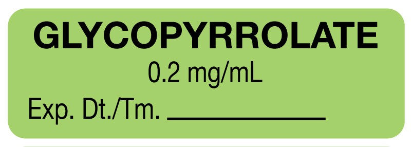 Medical Labels - Anesthesia Label, Glycopyrrolate 0.2 mg/mL, 1-1/2" x 1/2"