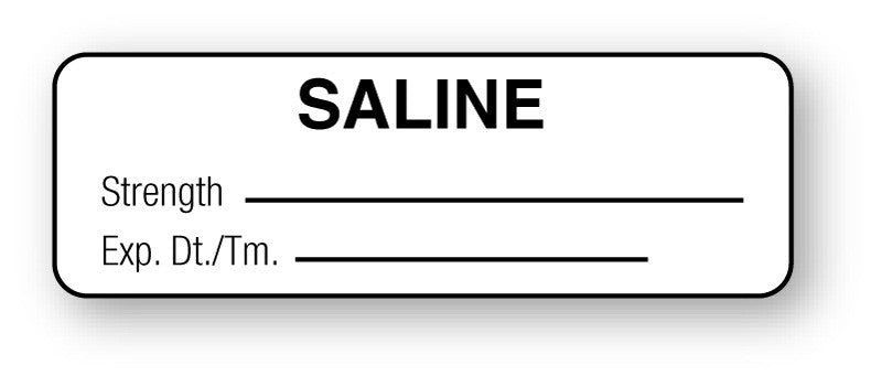 Medical Labels - Anesthesia Label, Saline, 1-1/2" x 1/2"