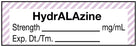 Medical Labels - Anesthesia Label, Hydralazine mg/mL, 1-1/2" x 1/2"