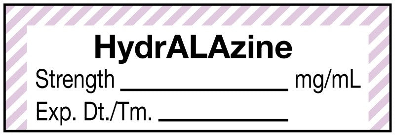 Medical Labels - Anesthesia Label, Hydralazine mg/mL, 1-1/2" x 1/2"