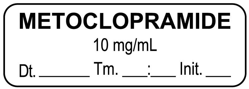 Medical Labels - Anesthesia Label, Metoclopramide 10 mg/mL Date Time Initial, 1-1/2" x 1/2"