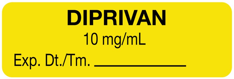 Medical Labels - Anesthesia Label, Diprivan 10 mg/mL, 1-1/2" x 1/2"