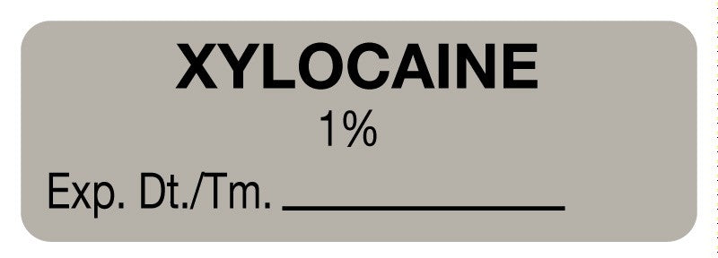 Medical Labels - Anesthesia Label, Xylocaine 1%, 1-1/2" x 1/2"