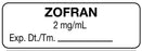 Medical Labels - Anesthesia Label, Zofran 2 mg/mL, 1-1/2" x 1/2"