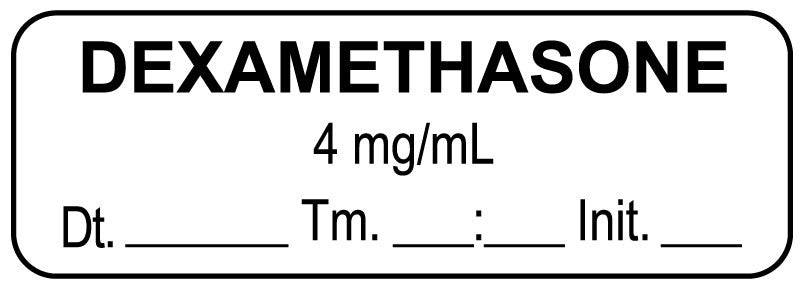 Medical Labels - Anesthesia Label, Dexamethasone 4 mg/mL Date Time Initial, 1-1/2" x 1/2"