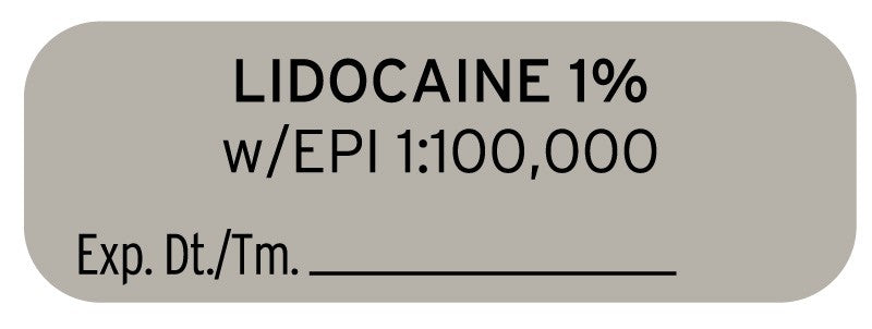 Medical Labels - Anesthesia Label, Lidocaine 1% W EPI, 1-1/2" x 1/2"