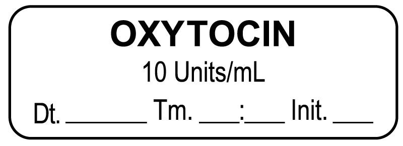 Medical Labels - Anesthesia Label, Oxytocin 10 Units/mL Date Time Initial, 1-1/2" x 1/2"