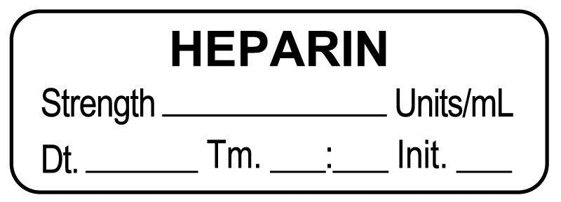 Medical Labels - Anesthesia Label, Heparin Units/mL DTI 1-1/2" x 1/2"