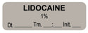 Medical Labels - Anesthesia Label, Lidocaine 1%, Date Time Initial, 1-1/2" x 1/2"