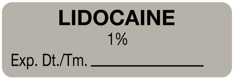 Medical Labels - Anesthesia Label, Lidocaine 1%, 1-1/2" x 1/2"