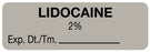Medical Labels - Anesthesia Label, Lidocaine 2%, 1-1/2" x 1/2"
