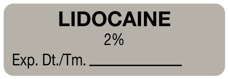 Medical Labels - Anesthesia Label, Lidocaine 2%, 1-1/2" x 1/2"