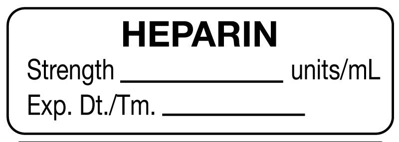 Medical Labels - Anesthesia Label, Heparin Units/mL, 1-1/2" x 1/2"