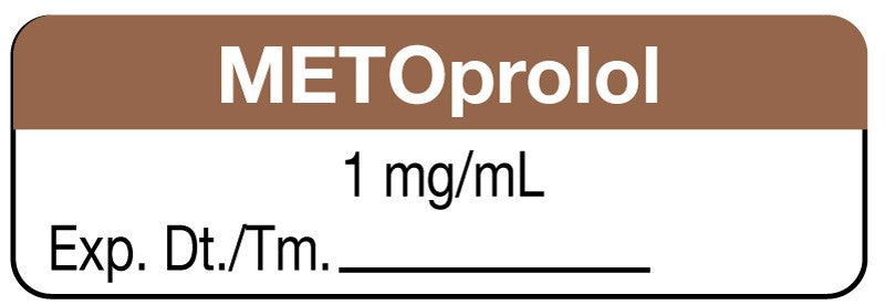 Medical Labels - Anesthesia Label, METOPROLOL 1mg/mL, 1-1/2" x 1/2"