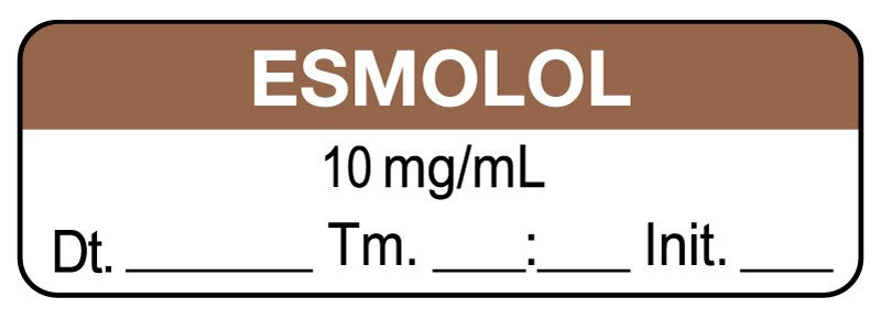 Medical Labels - Anesthesia Label, Esmolol 10 mg/mL, Date Time Initial, 1-1/2" x 1/2"