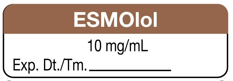 Medical Labels - Anesthesia Label, ESMOLOL 10mg/mL, 1-1/2" x 1/2"