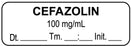 Medical Labels - Anesthesia Label, Cefazolin 100 mg/mL Date Time Initial, 1-1/2" x 1/2"