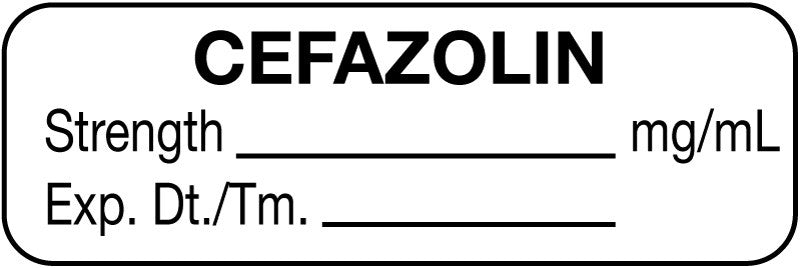 Medical Labels - Anesthesia Label, Cefazolin mg/mL, 1-1/2" x 1/2"