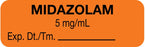 Medical Labels - Anesthesia Label, Midazolam 5 mg/mL, 1-1/2" x 1/2"