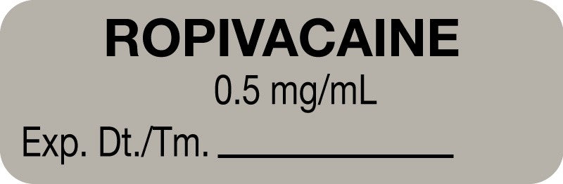 Medical Labels - Anesthesia Label, Ropivacaine 0.5 mg/mL, 1-1/2" x 1/2"