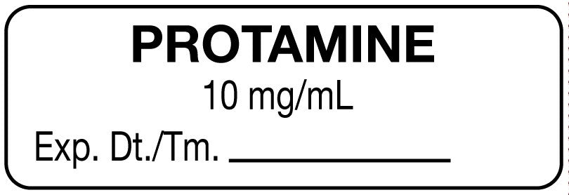 Medical Labels - Anesthesia Label, Protamine 10mg/mL, 1-1/2" x 1/2"