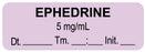 Medical Labels - Anesthesia Label, Ephedrine 5mg/mL Date Time Initial, 1-1/2" x 1/2"