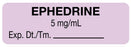 Medical Labels - Anesthesia Label, Ephedrine 5mg/mL, 1-1/2" x 1/2"