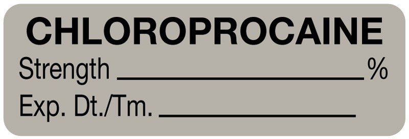 Medical Labels - Anesthesia Label, Chloroprocaine %, 1-1/2" x 1/2"