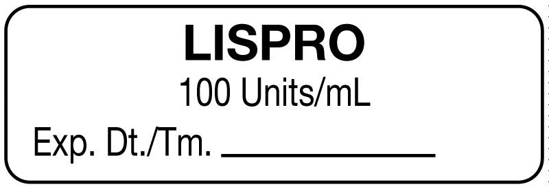 Medical Labels - Anesthesia Label, Lispro 100 Units/mL, 1-1/2" x 1/2"