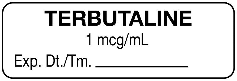 Medical Labels - Anesthesia Label, Terbutaline 1 mcg/mL, 1-1/2" x 1/2"