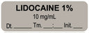 Medical Labels - Anesthesia Label, Lidocaine 1% 10 mg/mL Date Time Initial, 1-1/2" x 1/2"