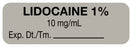 Medical Labels - Anesthesia Label, Lidocaine 1% 10 mg/mL, 1-1/2" x 1/2"