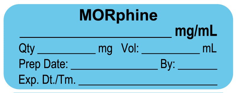 Medical Labels - Anesthesia Label, MORphine mg/mL, 2" x 3/4"